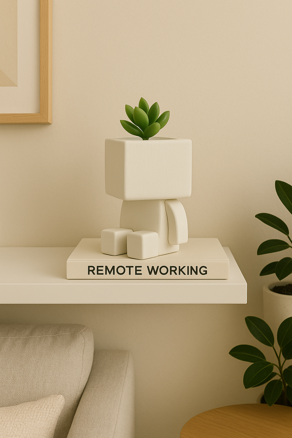 Crafted with care - wooden planter with succulent